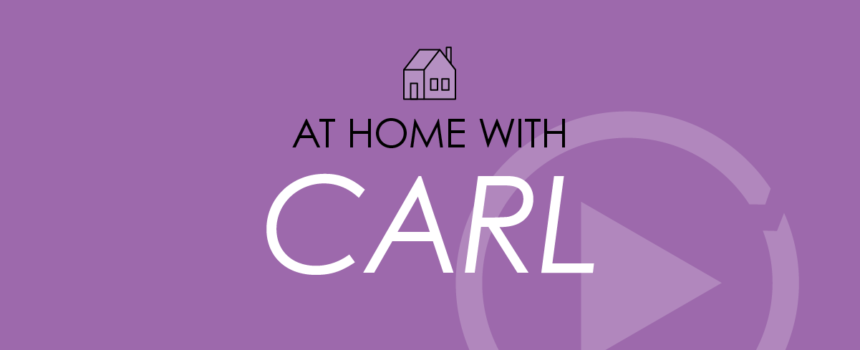 Purple background with At Home With Carl Text