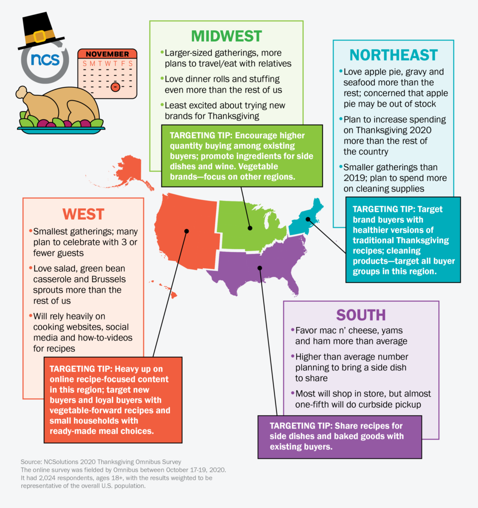 map showing Thanksgiving trends by region