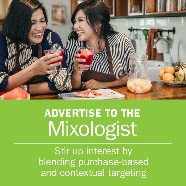 Advertise to the mixologist; stir up interest by blending purchase-based and contextual targeting